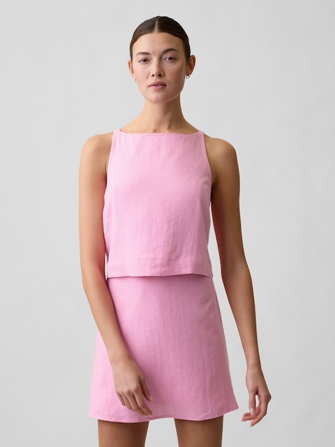 Linen-Blend Apron Top