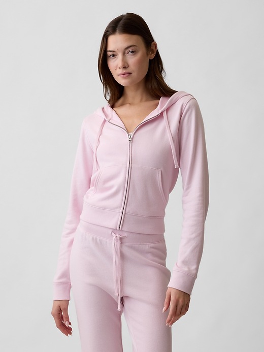 Image number 1 showing, French Terry Cropped Zip Hoodie