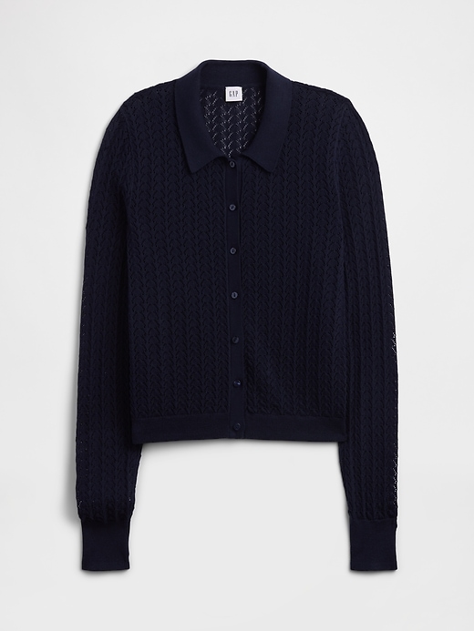 Image number 5 showing, Lace-Stitch Collared Cardigan