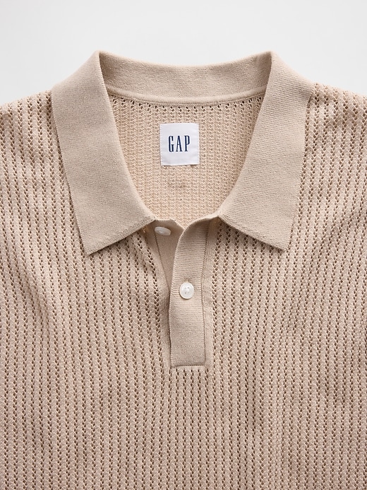 Image number 4 showing, Crochet Sweater Polo Shirt