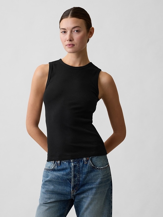 Image number 1 showing, Ribbed High-Neck Tank