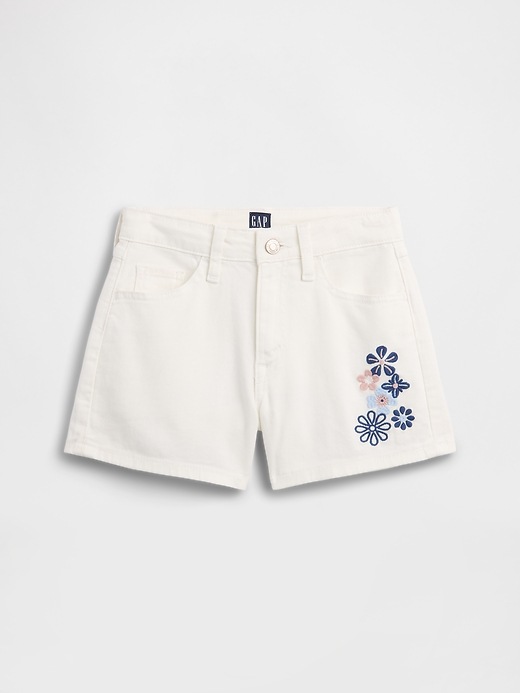 Image number 1 showing, Kids High Rise Embroidered Denim Shorts