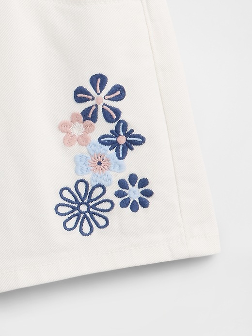 Image number 3 showing, Kids High Rise Embroidered Denim Shorts