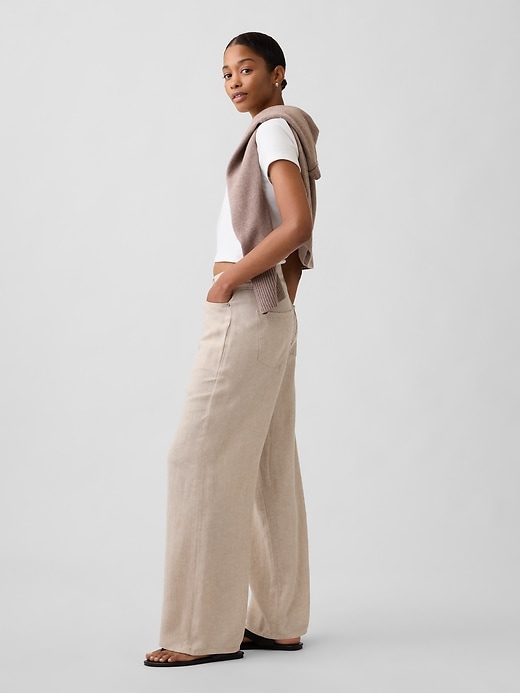 Image number 3 showing, Mid Rise Linen-Blend Wide-Leg Pants