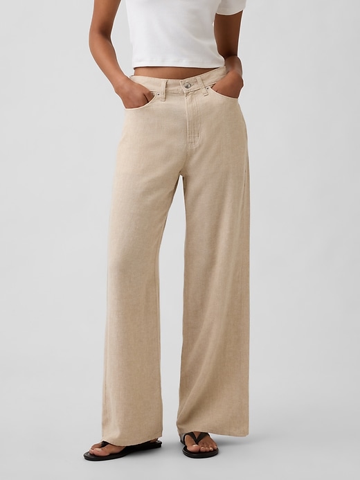 Image number 2 showing, Mid Rise Linen-Blend Wide-Leg Pants