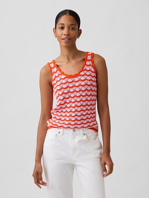 Image number 1 showing, Crochet Scoopneck Tank Top
