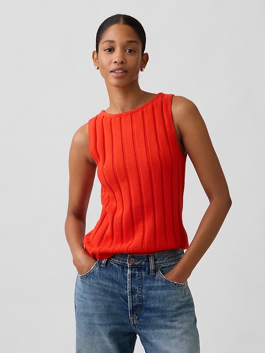 Image number 1 showing, Relaxed Ribbed Boatneck Tank Top