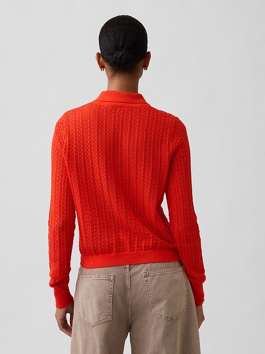 Image number 2 showing, Lace-Stitch Collared Cardigan