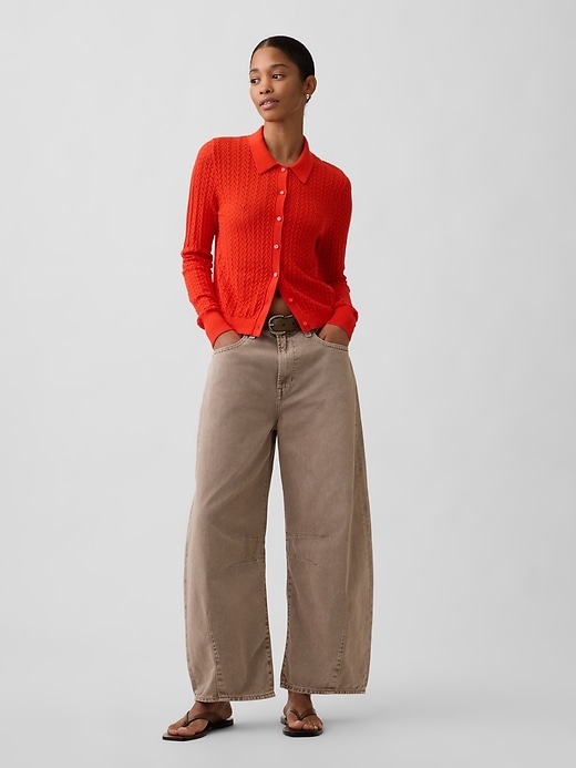 Image number 3 showing, Lace-Stitch Collared Cardigan