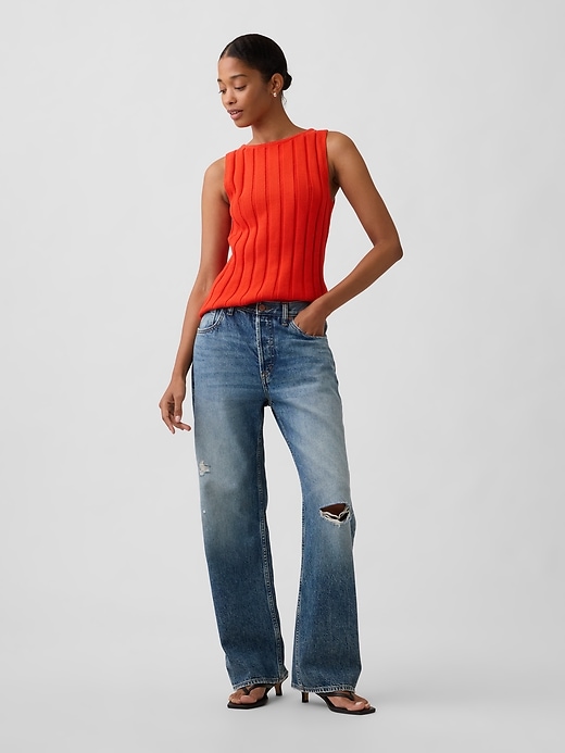 Image number 3 showing, Relaxed Ribbed Boatneck Tank Top