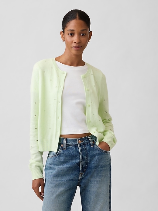 Image number 1 showing, CashSoft Pointelle Cardigan