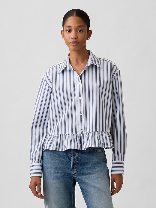 Image number 1 showing, Relaxed Cropped Ruffle Shirt