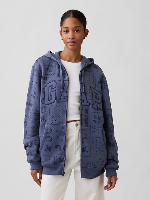 Image number 4 showing, Adult Relaxed Gap Logo Print Zip Hoodie