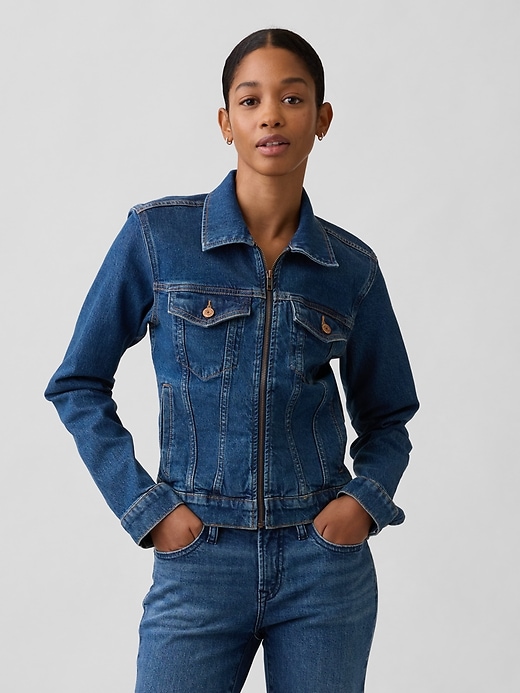 Image number 1 showing, Shrunken Icon Denim Zip Jacket