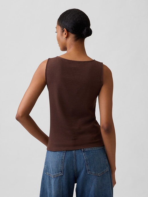 Image number 2 showing, Modern Ribbed Asymmetrical Button-Side Top