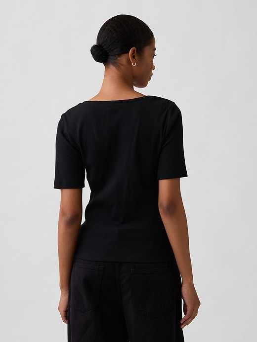 Image number 2 showing, Ribbed Lace V-Neck Top