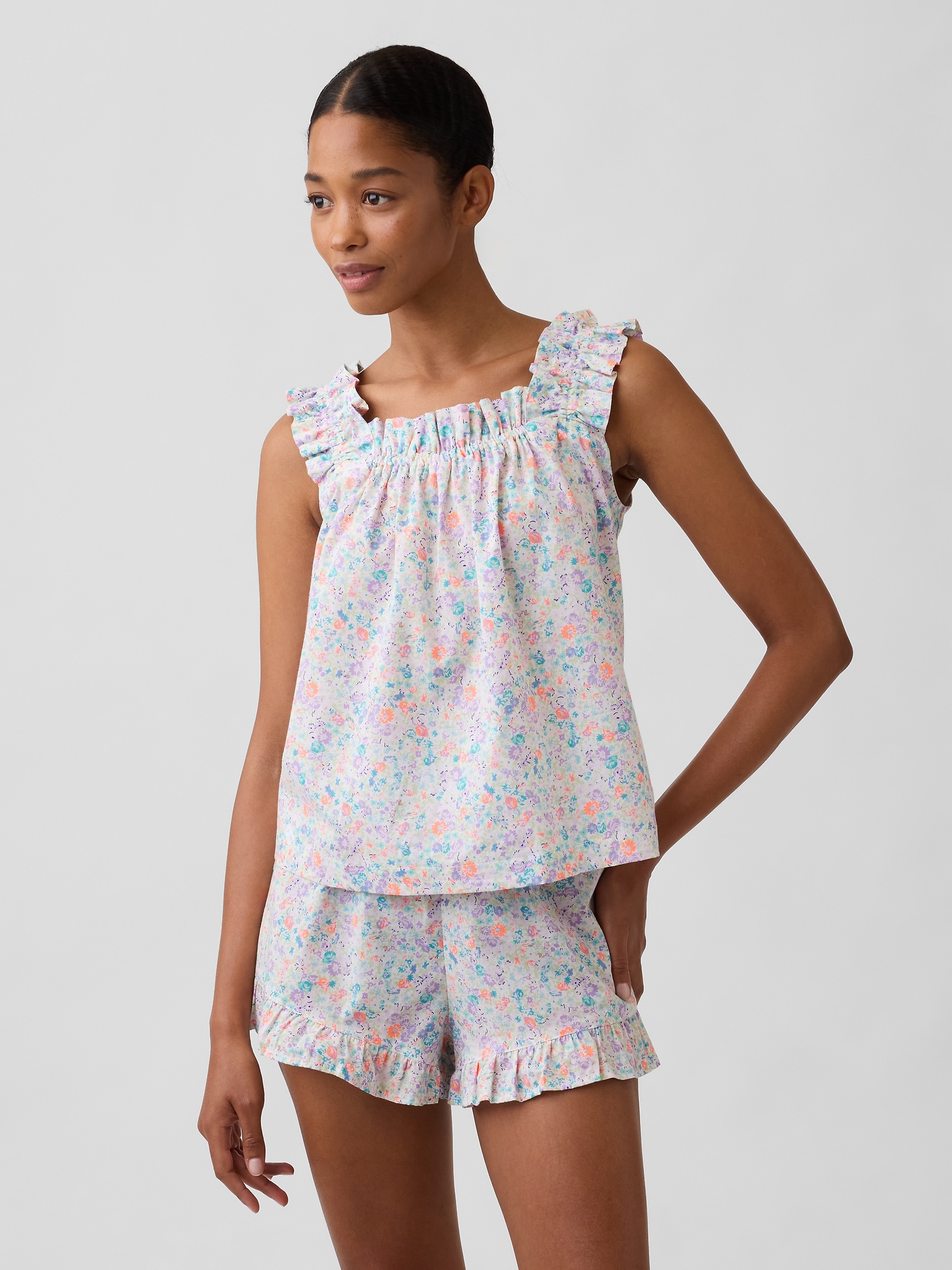 Ruffle Poplin PJ Top