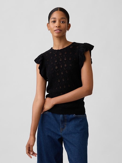 GAP Factory Crochet Flutter Sleeve Top