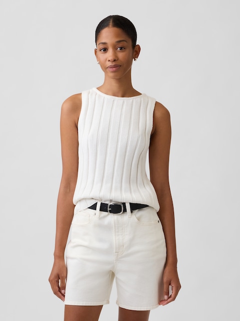 Relaxed Ribbed Boatneck Tank Top