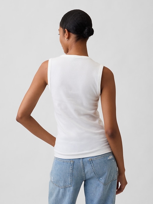Image number 2 showing, Ribbed Henley Tank Top