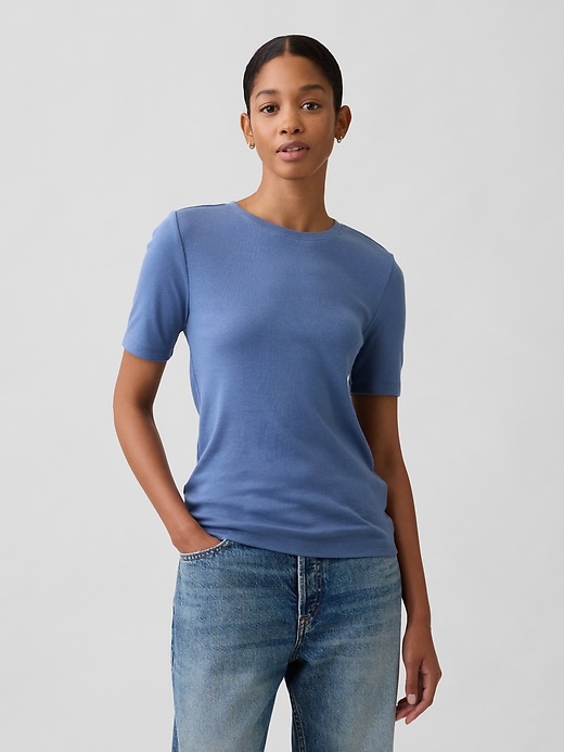 Image number 1 showing, Modern Ribbed Crewneck T-Shirt
