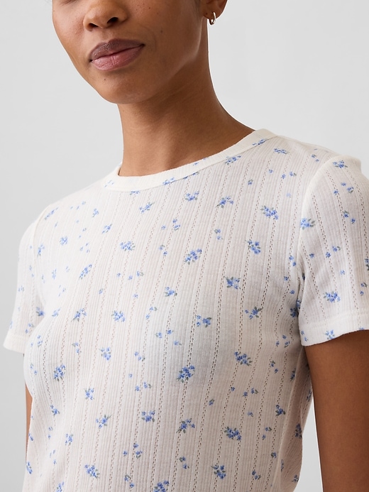Image number 4 showing, Essential Ribbed Pointelle T-Shirt