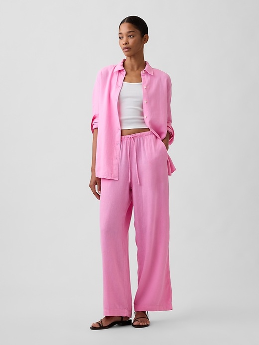 Image number 1 showing, Relaxed Linen-Blend Wide-Leg Pants
