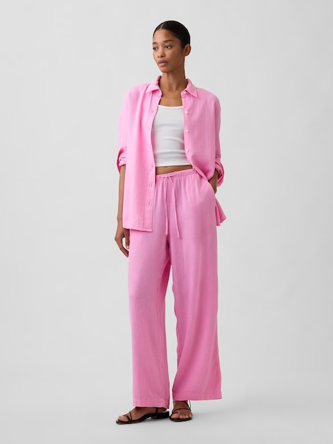 Relaxed Linen-Blend Wide-Leg Pants