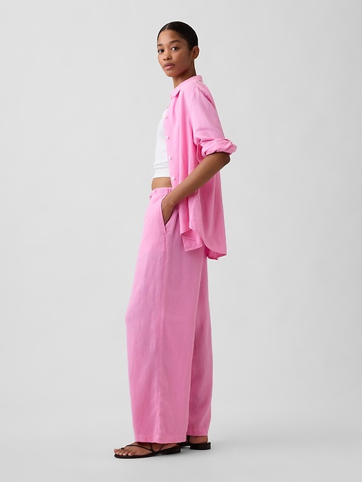 Image number 3 showing, Relaxed Linen-Blend Wide-Leg Pants