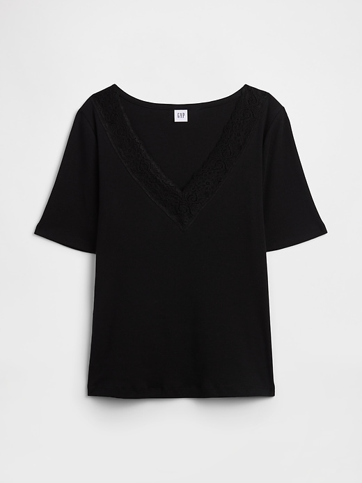 Image number 5 showing, Ribbed Lace V-Neck Top