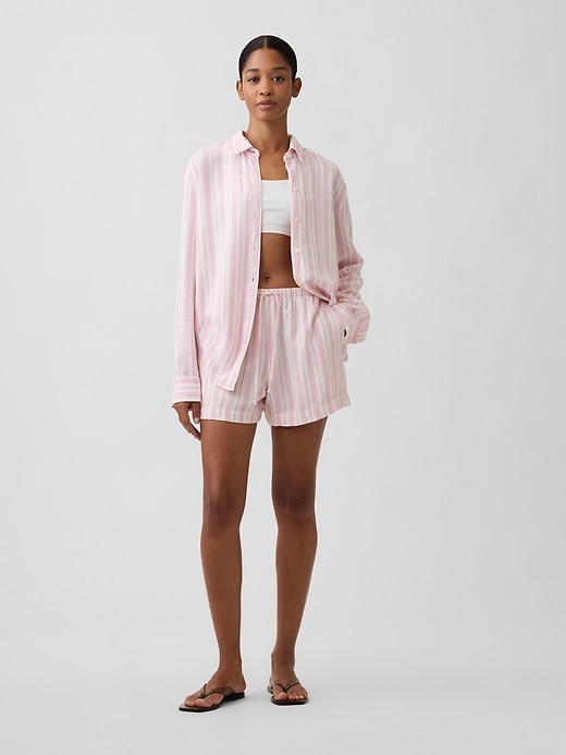 Image number 1 showing, 4" High Rise Pull-On Linen-Blend Shorts