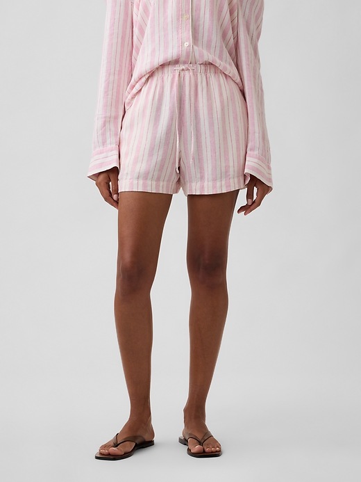 Image number 2 showing, 4" High Rise Pull-On Linen-Blend Shorts