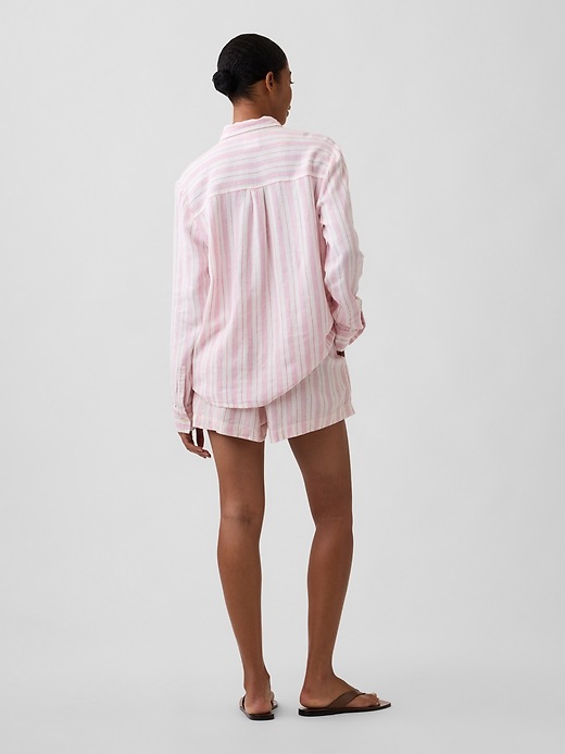 Image number 4 showing, 4" High Rise Pull-On Linen-Blend Shorts