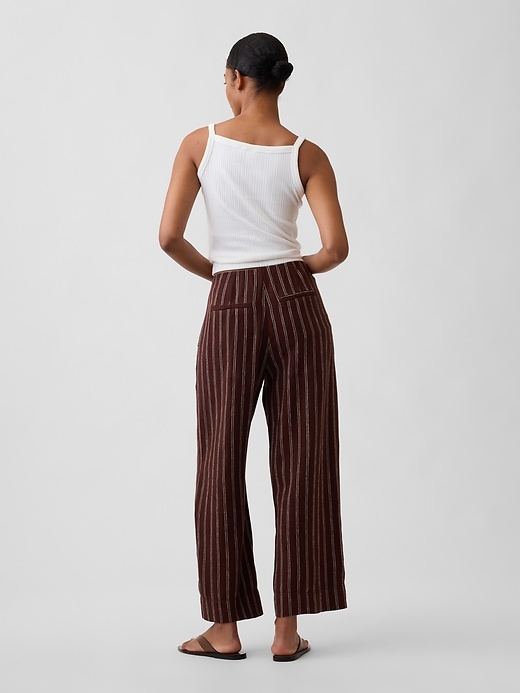 Image number 4 showing, High Rise Linen-Blend Straight Crop Pants