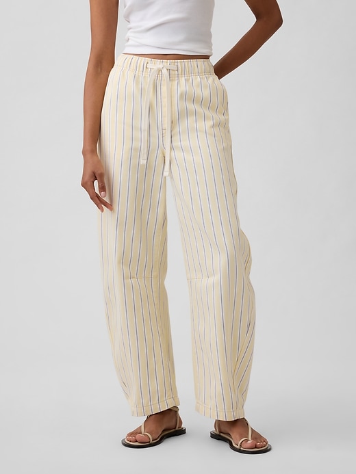 Image number 2 showing, Mid Rise Stripe Pull-On Barrel Jeans