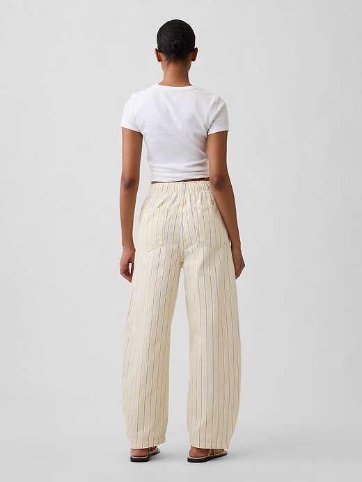 Image number 4 showing, Mid Rise Stripe Pull-On Barrel Jeans