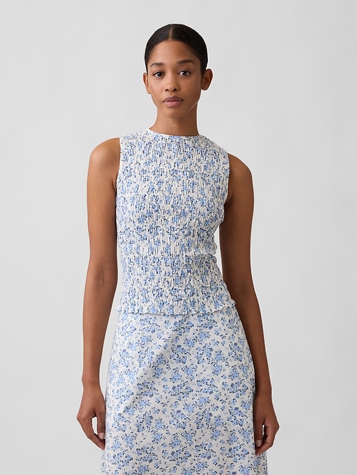 Image number 1 showing, Smocked Sleeveless Boatneck Top