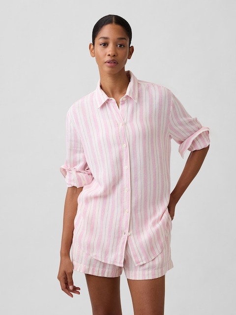 Linen-Blend Easy Shirt