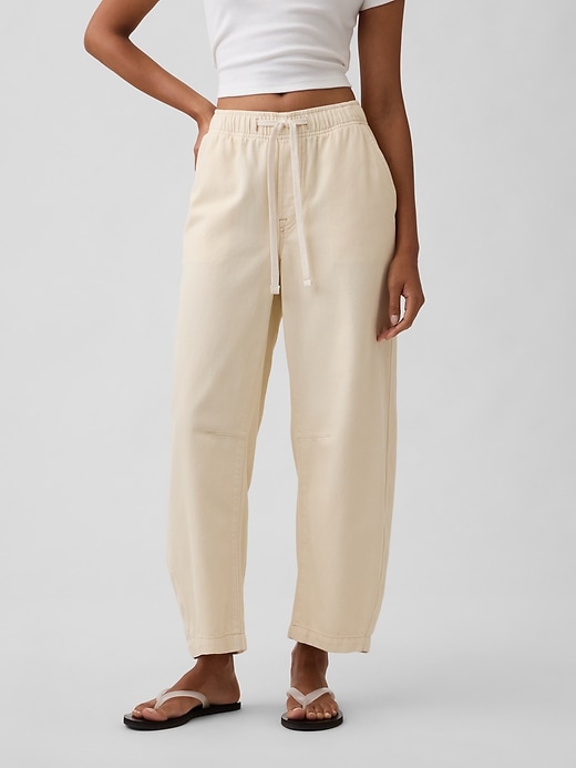 Image number 2 showing, Mid Rise Pull-On Barrel Jeans