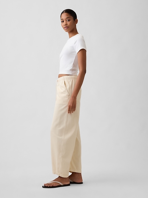 Image number 3 showing, Mid Rise Pull-On Barrel Jeans