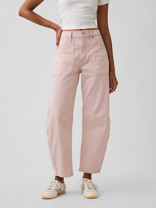 Image number 2 showing, High Rise Barrel Jeans