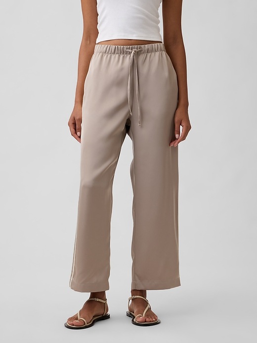 Image number 2 showing, Relaxed Satin Straight-Leg Crop Pants