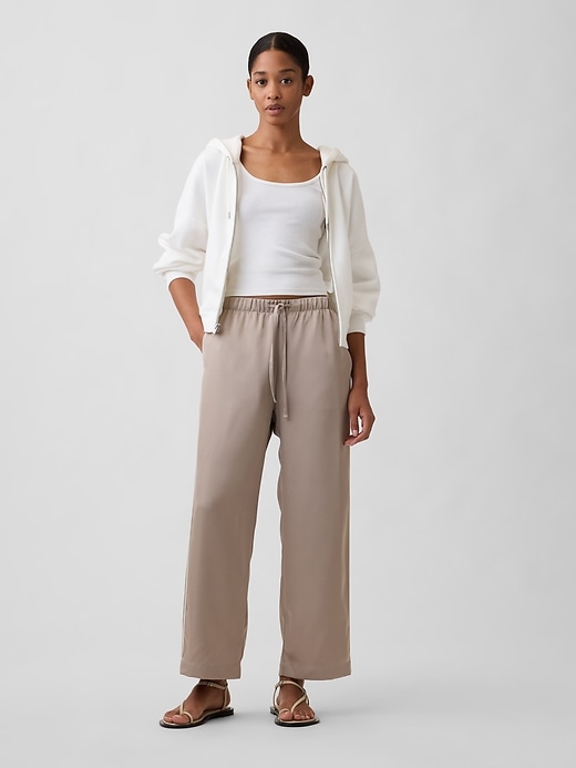 Image number 1 showing, Relaxed Satin Straight-Leg Crop Pants