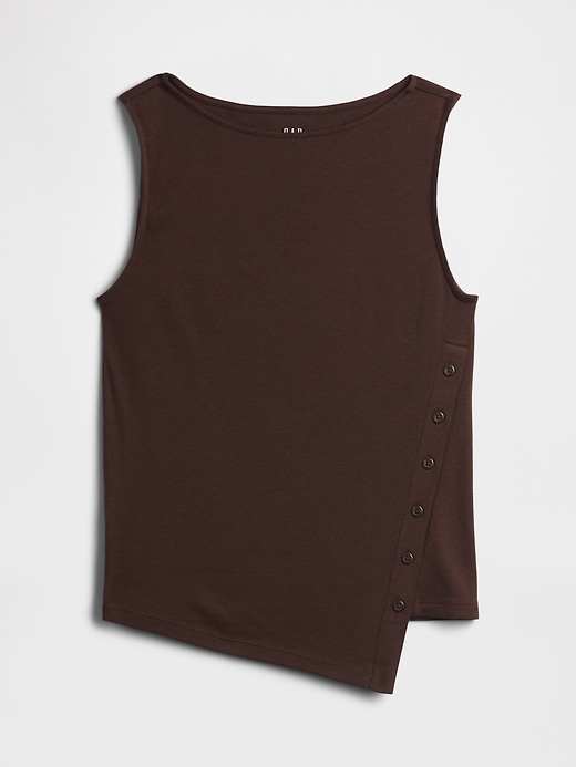 Image number 5 showing, Modern Ribbed Asymmetrical Button-Side Top