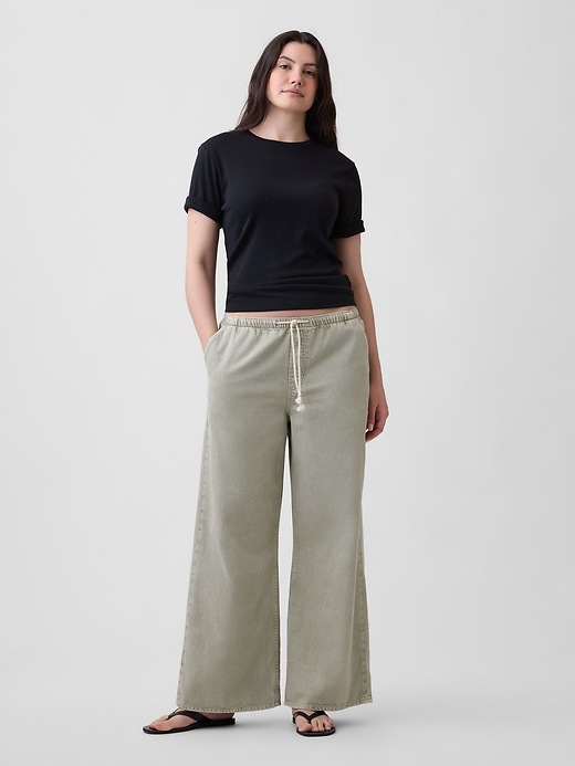 Image number 5 showing, Mid Rise Pull-On Wide-Leg Jeans