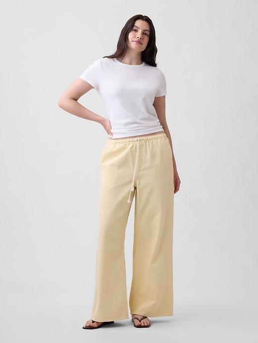 Image number 5 showing, Mid Rise Pull-On Wide-Leg Jeans