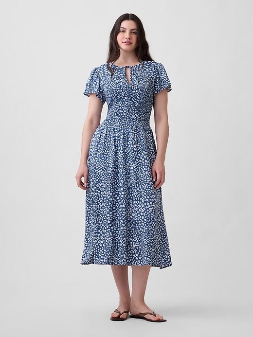 Image number 4 showing, Smocked Flutter Sleeve Midi Dress