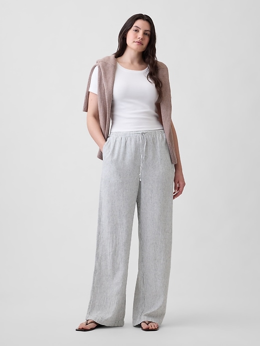 Image number 5 showing, Relaxed Linen-Blend Wide-Leg Pants
