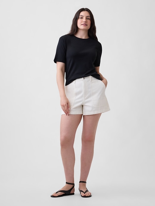 Image number 5 showing, 4" High Rise Denim Utility Shorts