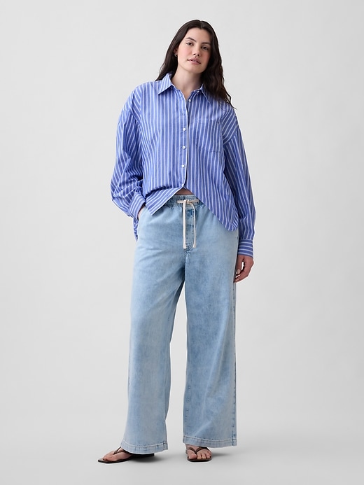 Image number 5 showing, High Rise Pull-On Wide-Leg Jeans